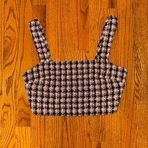 Pink and Black Tweed Women's Top